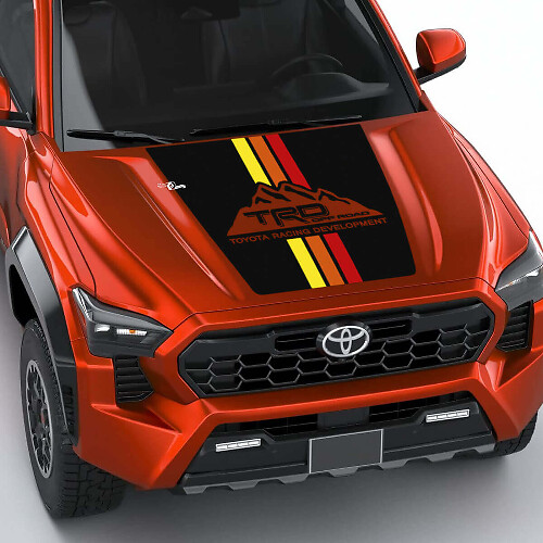 Pegatina de calcomanía de capucha de rayas retro de montañas TRD para Toyota Tacoma 4th Gen
