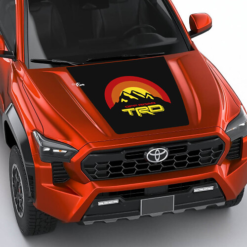 Montañas TRD Vintage Retro Heritage Sun Stripes Hood Sticker de calcomanía para Toyota Tacoma 4th Gen
