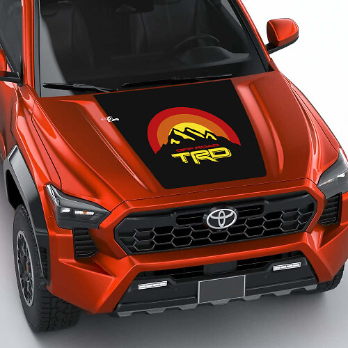 Montañas TRD Vintage Retro Heritage Sun Stripes Hood Sticker de calcomanía para Toyota Tacoma 4th Gen
