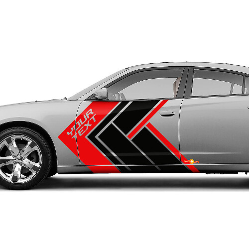 Juego de vinilos con letras personalizadas y franjas laterales de estilo geométrico para Dodge Charger