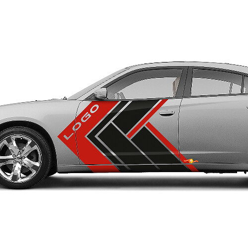 Kit de vinilos con tiras laterales geométricas y logotipo personalizado para Dodge Charger