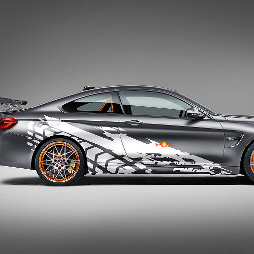 Calcomanía de vinilo para las pistas de neumáticos traseros de las puertas laterales, apta para modelos de BMW, etc.
