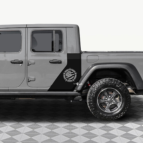 Calcomanía de vinilo para las puertas traseras laterales con la bandera de estrella militar de EE. UU. para Jeep Gladiator 3.
 1