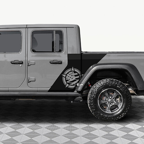 Calcomanía de vinilo de la bandera de estrella militar de EE. UU. para las puertas traseras laterales que se ajusta al Jeep Gladiator 4.
 1