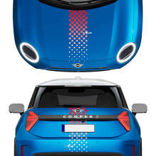 Calcomanía de vinilo con gráficos a cuadros degradados en el capó y la parte trasera para Mini Cooper S
 2