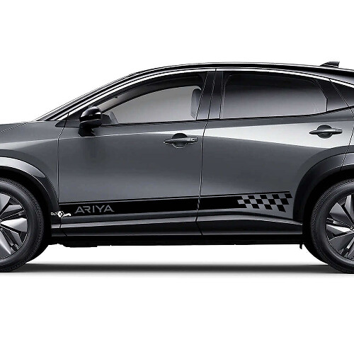 Pegatinas de franjas acento con logo de carreras de cuadros para Nissan ARIYA