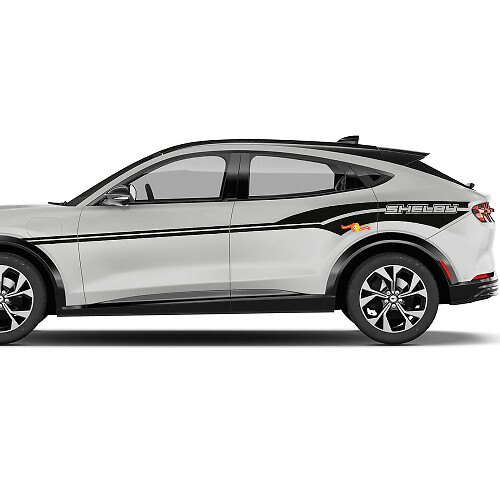 Par de rayas de acento MACH E, calcomanías de vinilo para la puerta lateral del Ford Mustang MACH-E
 1