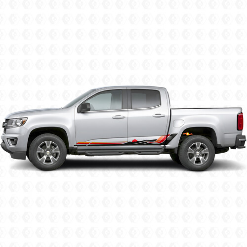 Líneas de vinilo retro en forma de onda de montaña para puerta y panel del estribo para Chevrolet Colorado 2ª generación 2015-2022