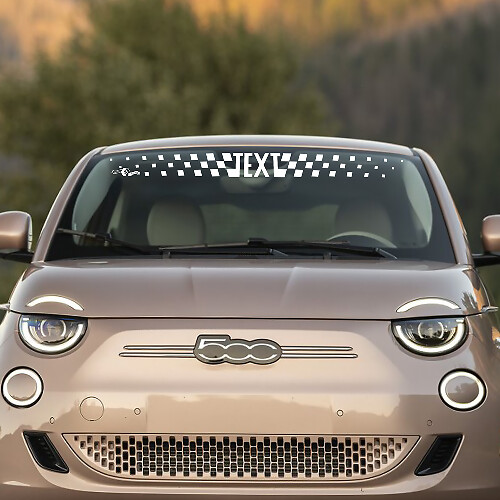 Texto Personalizado Calcomanía de Rayas a Cuadros para Parabrisas Delantero para Fiat 500