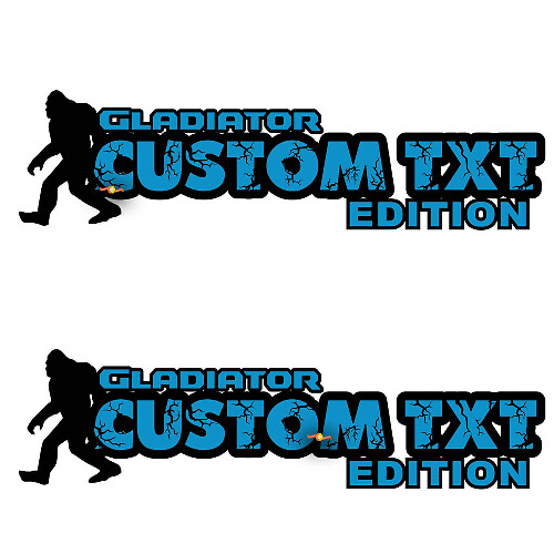Calcomanías personalizadas de texto y logotipo para capós de edición Gladiator para capós de Jeep Gladiator.

