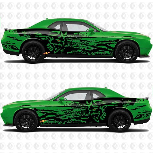 Kit lateral Demon 170 Splash Grunge Side HellCat Vinilo Calcomanía Gráfica para Dodge Challenger o Charger
