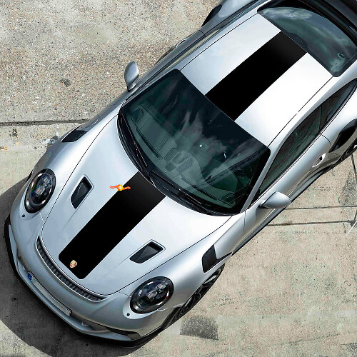 Kit de calcomanías de vinilo con franjas centrales para capó y techo para Porsche 991 GT2 RS