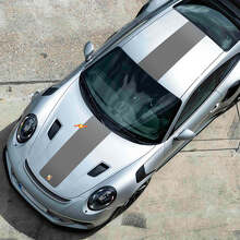 Kit de calcomanías de vinilo con franjas centrales para capó y techo para Porsche 991 GT2 RS_2