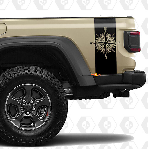 Kit de rayas de carreras todoterreno 4x4 para la brújula lateral trasera del Jeep Gladiator
