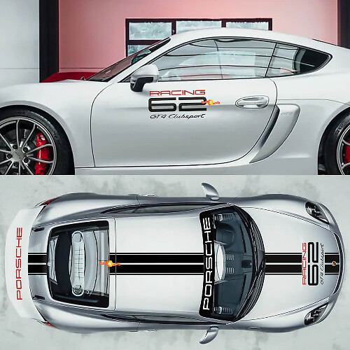Kit completo adhesivo de vinilo GT4 Clubsport Racing 62 para Porsche 718 Cayman