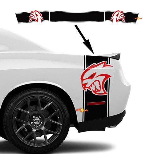 Banda lateral y trasera Calcomanía adhesiva roja HELLCAT para Dodge Challenger
