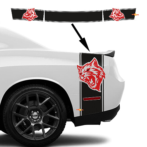 Kit de calcomanías de vinilo con franjas laterales y traseras estilo Wildcat para Dodge Challenger