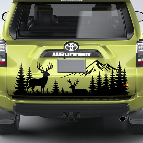 Kit de calcomanías de vinilo de montañas, bosque, alce y ciervo para Toyota 4Runner
