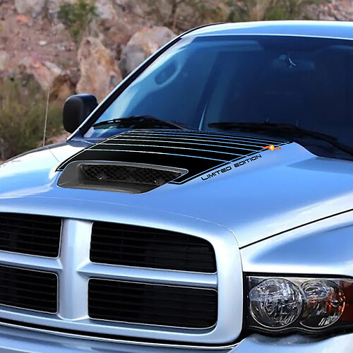 Calcomanía de vinilo edición limitada Hood Strobe Rumble Bee para Dodge RAM 1500
