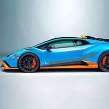 Calcomanía de vinilo con gráfico de bandera de franjas a cuadros para Lamborghini STO 2