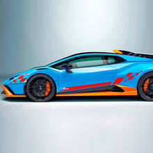 Calcomanía de vinilo con gráfico de bandera de franjas a cuadros para Lamborghini STO 3