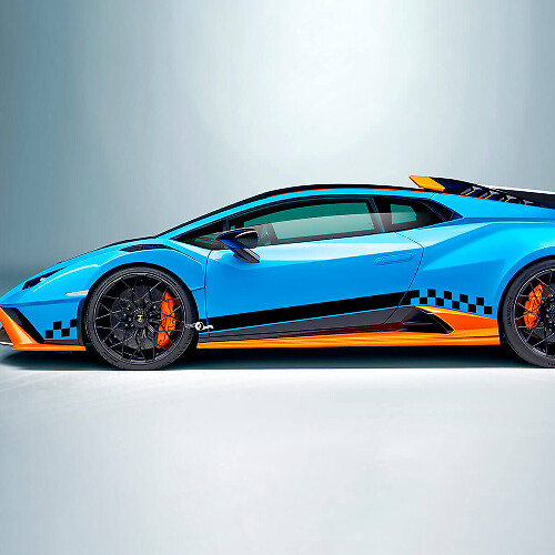 Calcomanía de vinilo lateral de bandera a cuadros para Lamborghini STO
 1