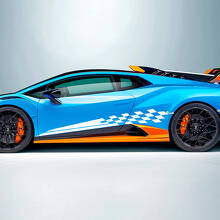 Calcomanía de vinilo con gráfico de bandera a cuadros en el lateral 3 para Lamborghini STO 2