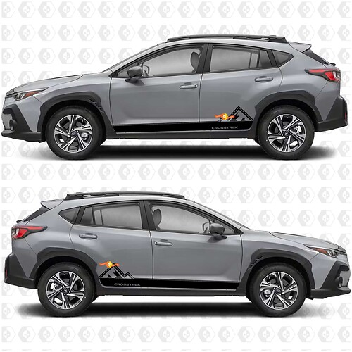 Calcomanías de vinilo para paneles laterales, rayas de montañas para puertas laterales para Suba Crosstrek
 1