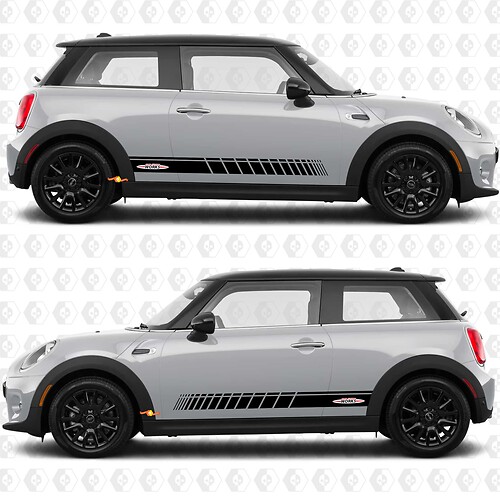 Calcomanía gráfica de rayas laterales John Cooper Works para Mini Cooper S
 1