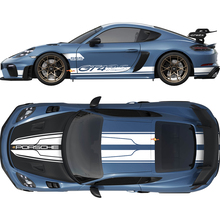 Calcomanía de rayas dobles para capó, techo, parte trasera y laterales para Porsche Cayman 718 GT4RS
 2
