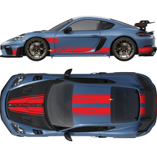 Calcomanía de rayas dobles para capó, techo, parte trasera y laterales para Porsche Cayman 718 GT4RS
 3