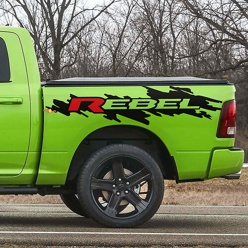 Calcomanía de vinilo con gráficos para el lateral de la cama Rebel para Dodge Ram Rebel
