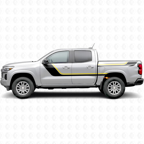 Vinilos decorativos superiores y laterales en franjas para puertas y caja para Chevrolet Colorado 3.ª generación 2023-2026
