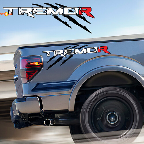 Calcomanía para Ford F-150 Tremor con Rayas al Estilo Raptor con Contorno y Calcomanías R para el Costado de la Cama de la Camioneta
