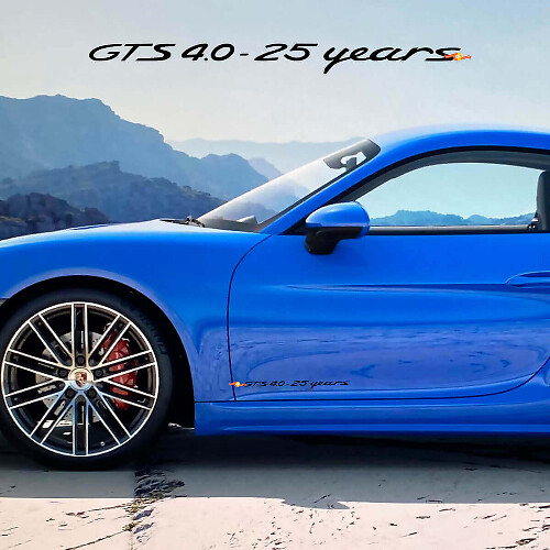 Juego de pegatinas de vinilo para puerta lateral GTS 4.0 25 Años para Porsche 718 Cayman