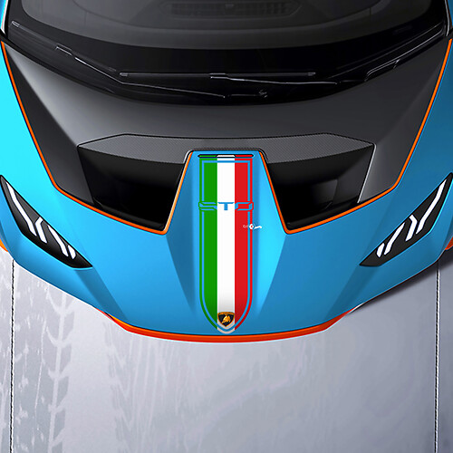 Calcomanía de vinilo de tres colores para rayas de carreras en el capó para Lamborghini STO 2
