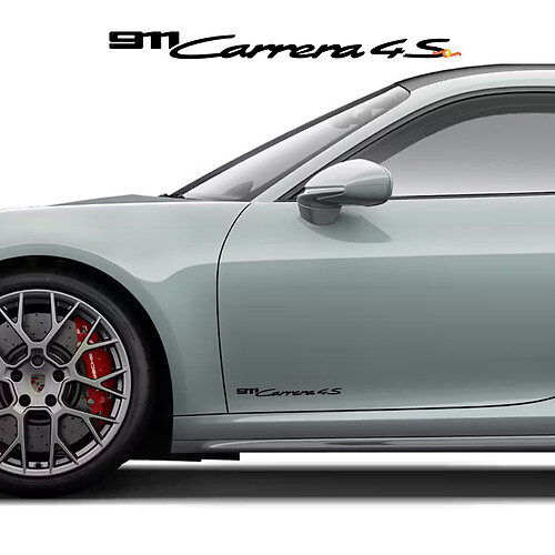 2x Calcomanías de puertas laterales con firma Porsche 911 Carrera 4G
 1