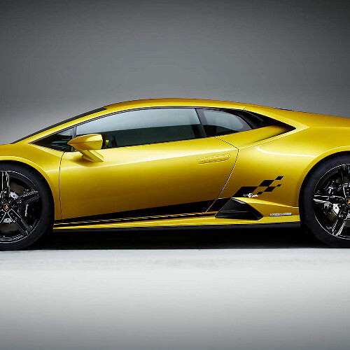 Calcomanía de vinilo de carreras a cuadros para el lado de Lamborghini Huracan Evo
