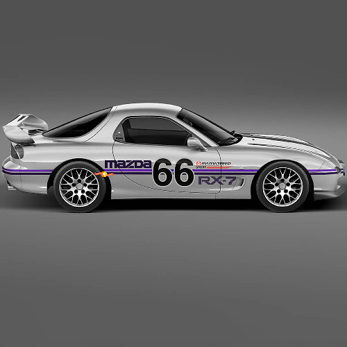 Kit completo de rayas laterales para capó 66 - Calcomanía adhesiva de vinilo personalizada para Mazda RX-7 Sport
 1