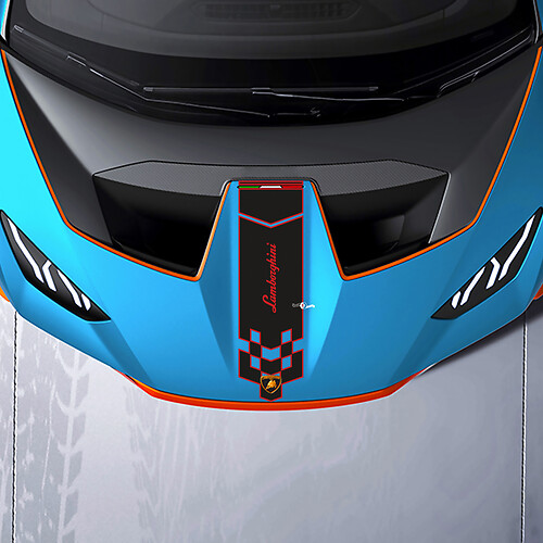 Calcomanía de vinilo a cuadros para capó de carreras para Lamborghini STO
