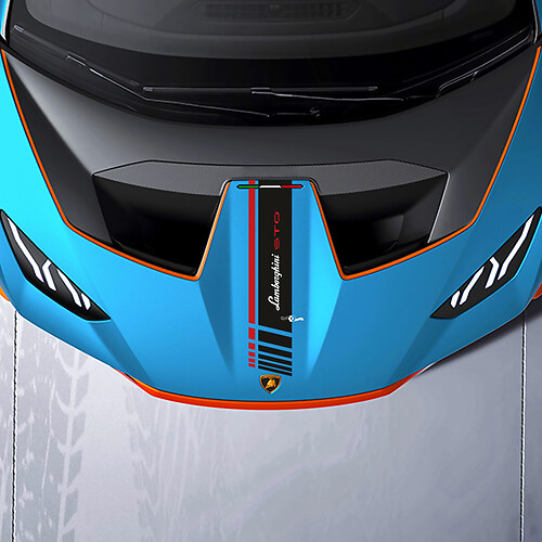 Franja a cuadros central del capó Vinilo de carreras Calcomanía gráfica para Lamborghini STO
