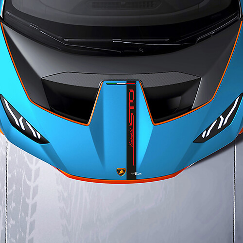 Franja de capó Vinilo Calcomanía Pegatina de Carreras para Lamborghini STO
