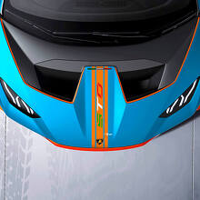 Pegatina de vinilo para capó con diseño de franjas estilo bandera italiana y logo STO para Lamborghini Huracán_3