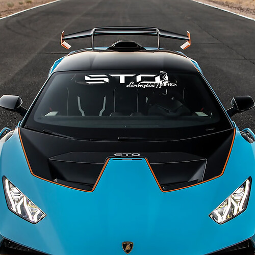 Franja central del capó Logotipo STO Calcomanía de vinilo de carreras Gráficos para Lamborghini STO
