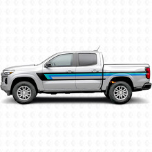 Franjas de vinilo retro superiores en la línea del cinturón de la puerta y el lateral de la caja para Chevrolet Colorado 3rd Gen 2023-2026_2