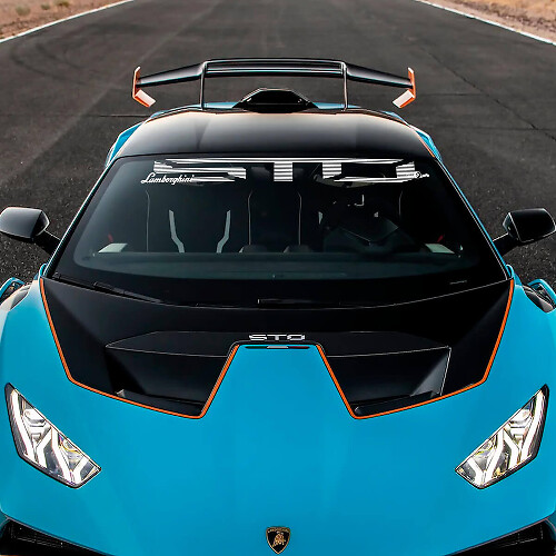 Calcomanía de vinilo con el logo STO para parabrisas de Lamborghini STO 2

