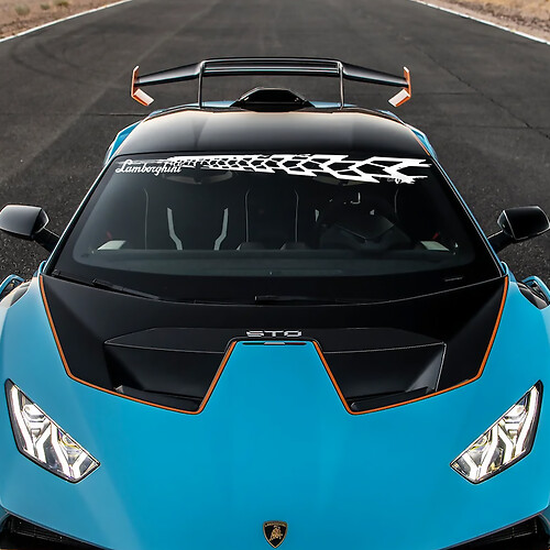 Calcomanía de vinilo con el logotipo STO para parabrisas de Lamborghini STO 2
