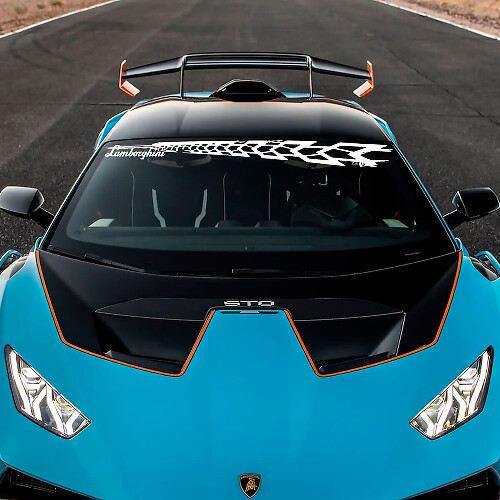 Calcomanía de vinilo con el logotipo STO para parabrisas de Lamborghini STO 2
