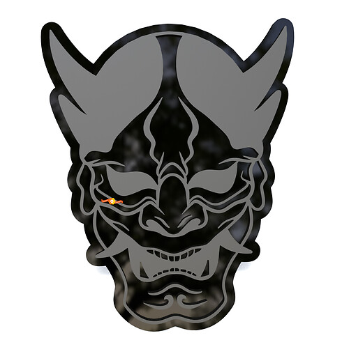 Emblema de portón trasero de guardabarros de máscara Hannya Noh japonés 3D
 1