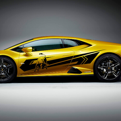 Gráficos de franjas laterales Bull Vinilo de carreras Calcomanía para Lamborghini Huracan Evo